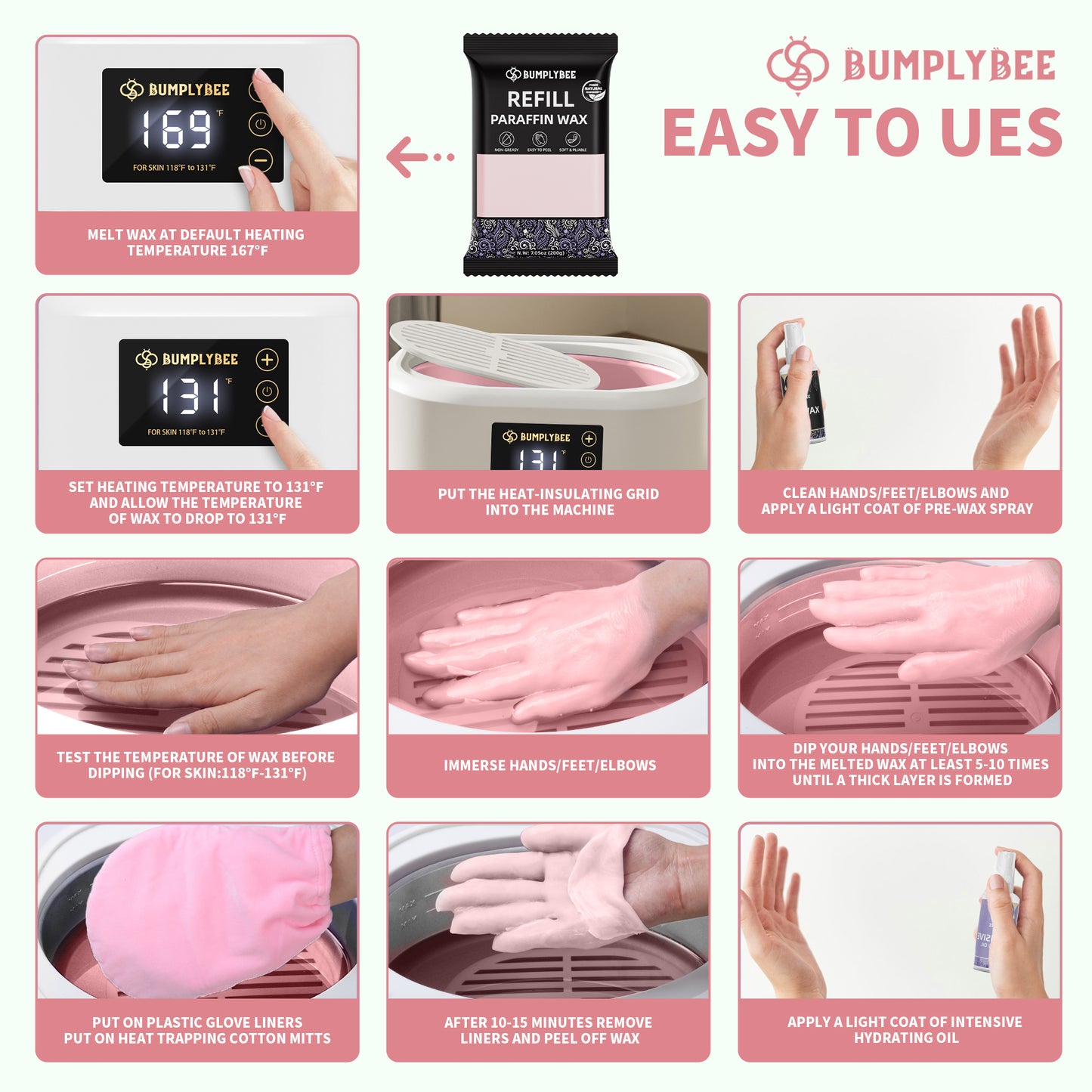 BUMPLYBEE 10 Packs Peach Scent Paraffin Wax Refills