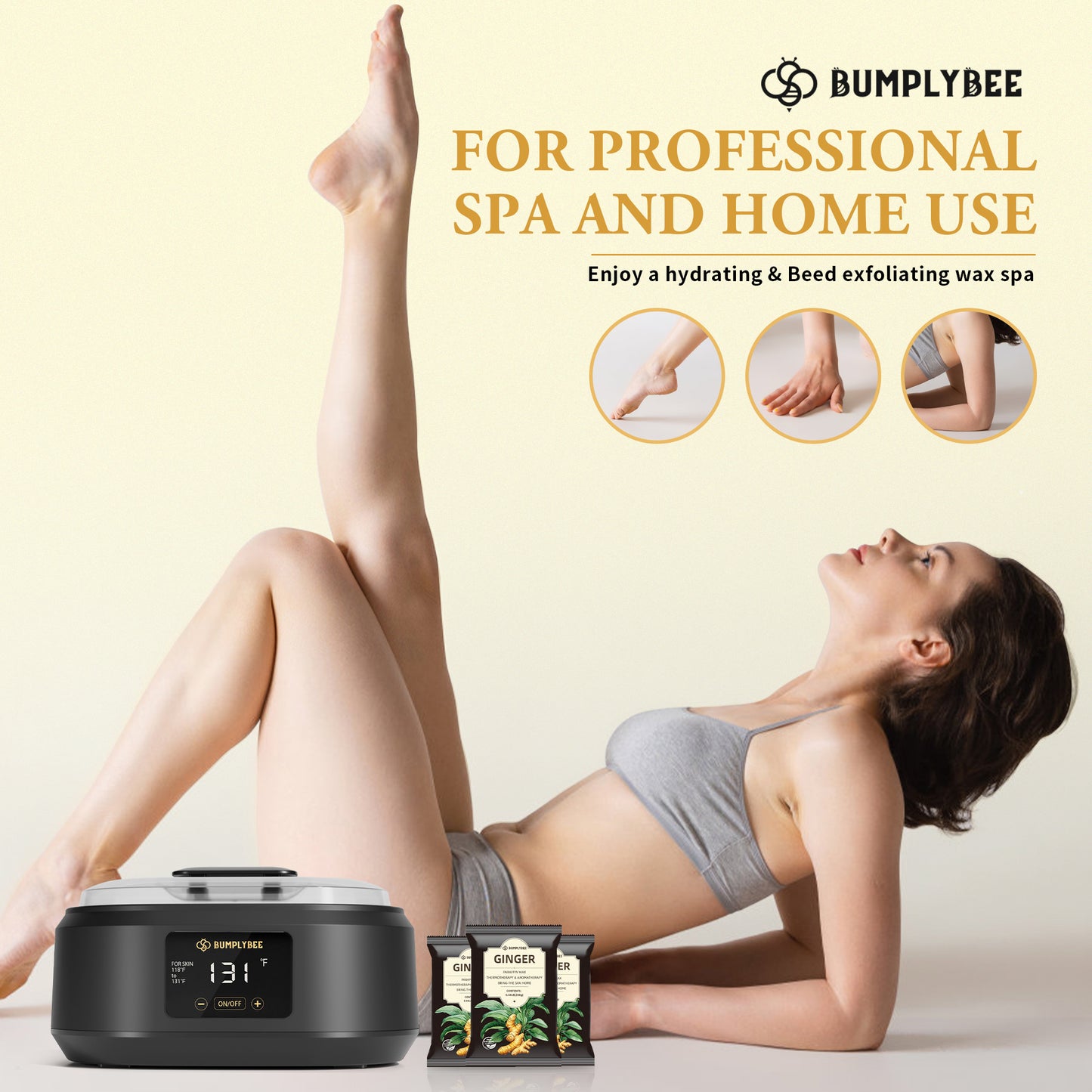 BUMPLYBEE Paraffin Wax Machine for Hand and Feet - 3500ml Hot Wax Hand Wax Machine with 8 Pcs Ginger Paraffin Bath Wax, Foot Wax Paraffin Foot Care Kit, Hand Wax Machine, Soothe and Moisturize Hands
