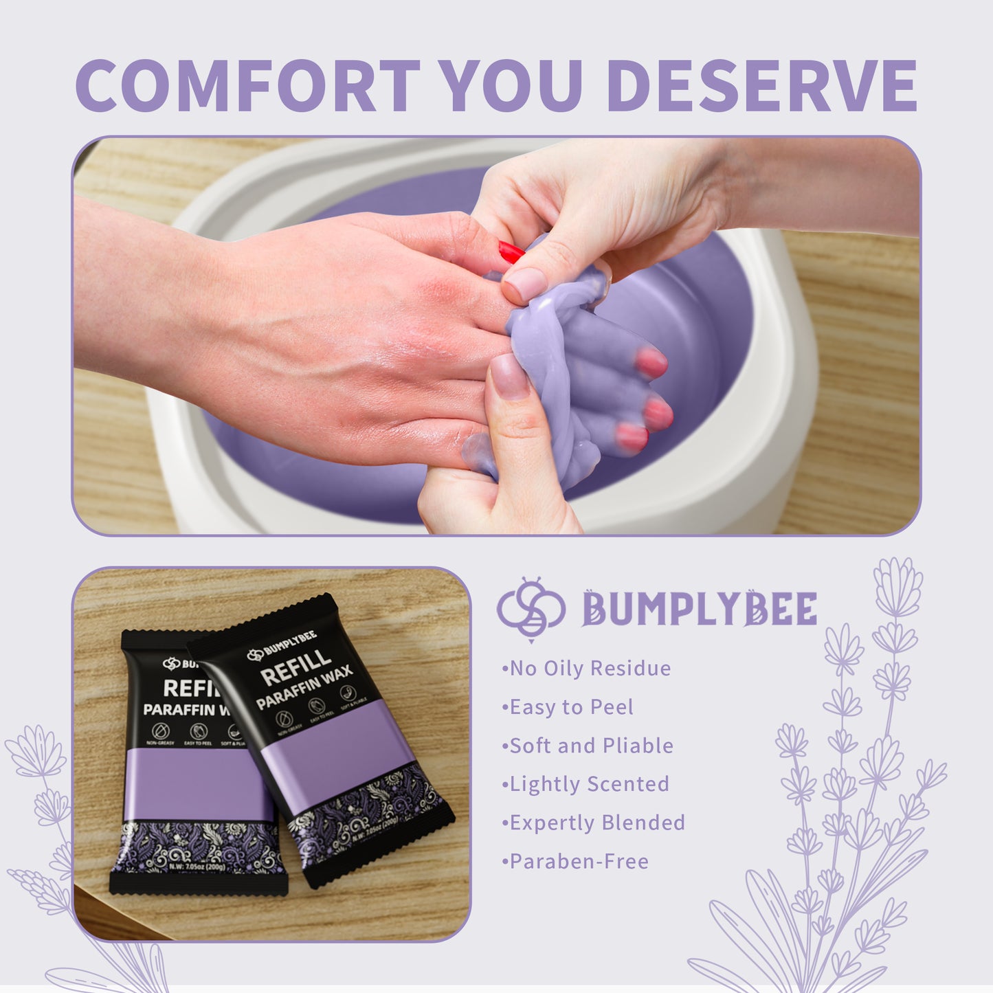 BUMPLYBEE 10 Packs Lavender Paraffin Wax