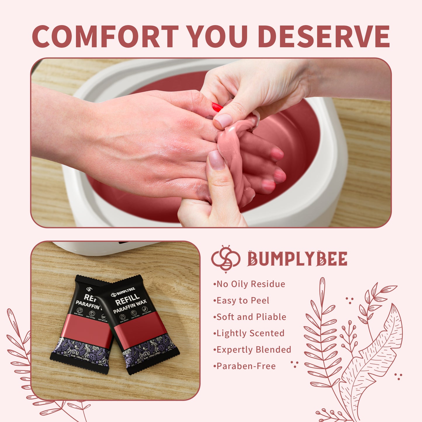 BUMPLYBEE 10 Packs Rose Scent Paraffin Wax Refills